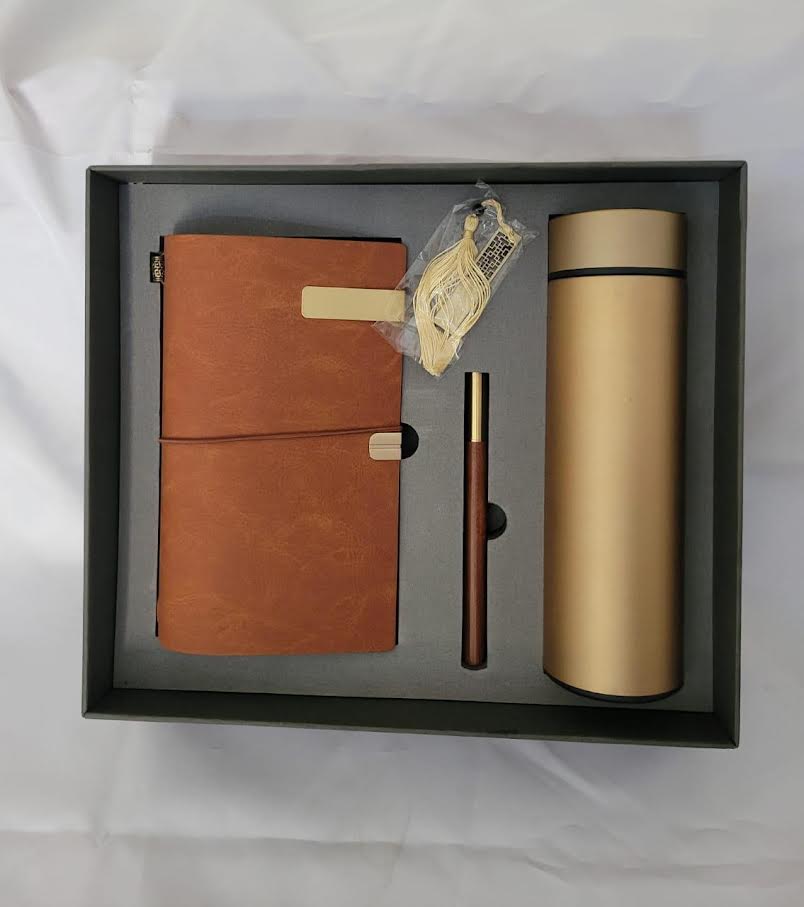 Coffret bloc note + stylo + thermos